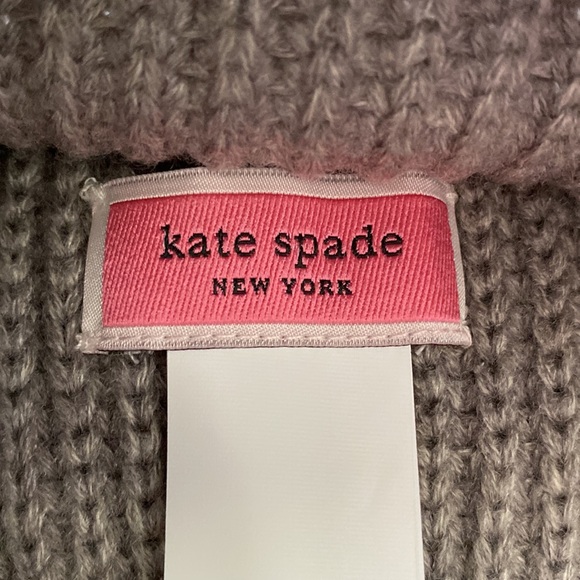 Kate Spade Bow Beanie Rib Knit Hat Gray One Size NEW - Picture 5 of 9